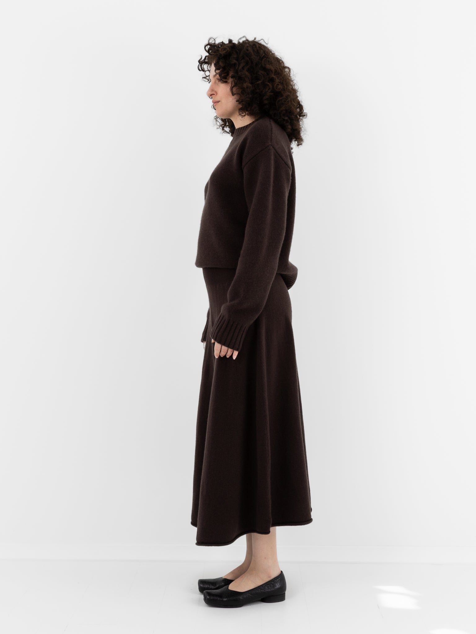 Extreme Cashmere n°388 Ease Skirt in Dark Brown - EXTREME CASHMERE at Worthwhile - shop SKIRT