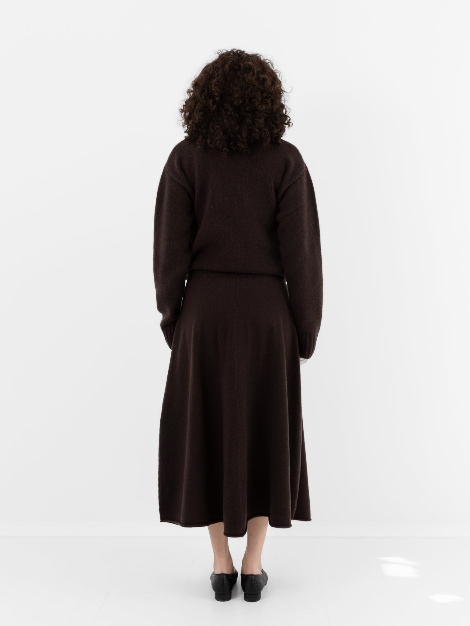 Extreme Cashmere n°388 Ease Skirt in Dark Brown - EXTREME CASHMERE at Worthwhile - shop SKIRT