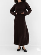 Extreme Cashmere n°388 Ease Skirt in Dark Brown - EXTREME CASHMERE at Worthwhile - shop SKIRT