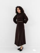 Extreme Cashmere n°388 Ease Skirt in Dark Brown - EXTREME CASHMERE at Worthwhile - shop SKIRT