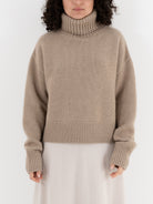 Extreme Cashmere n°434 Crop Xtra Turtleneck in Oat - EXTREME CASHMERE at Worthwhile - shop SWEATER