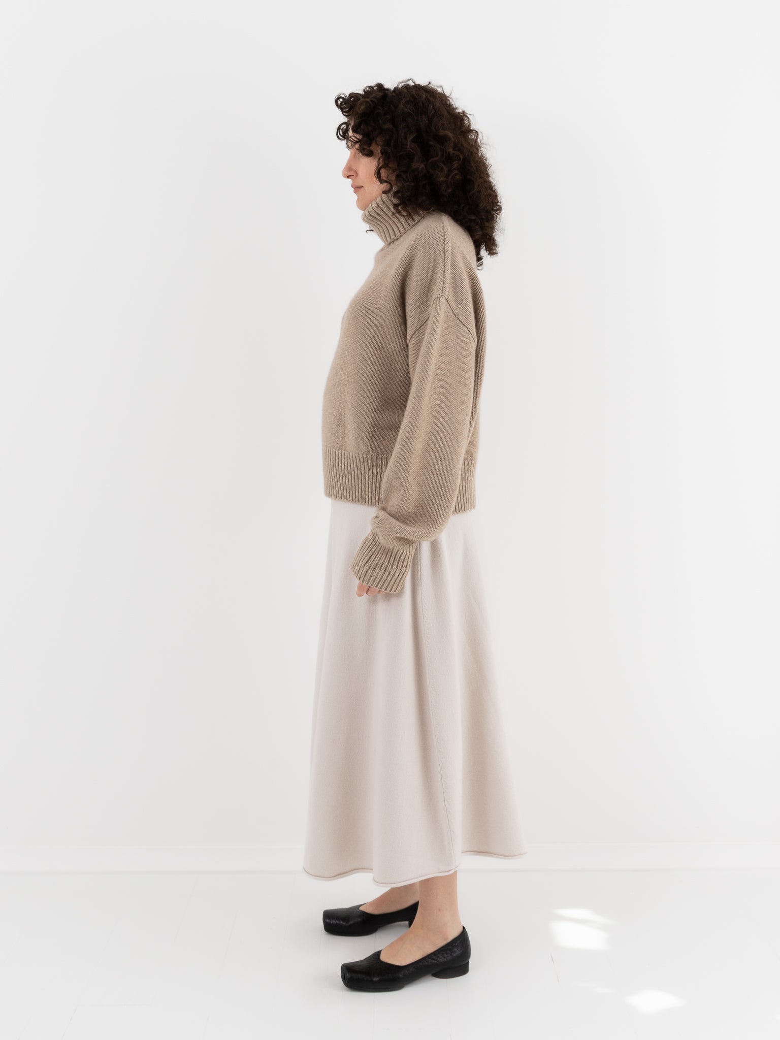 Extreme Cashmere n°434 Crop Xtra Turtleneck in Oat - EXTREME CASHMERE at Worthwhile - shop SWEATER