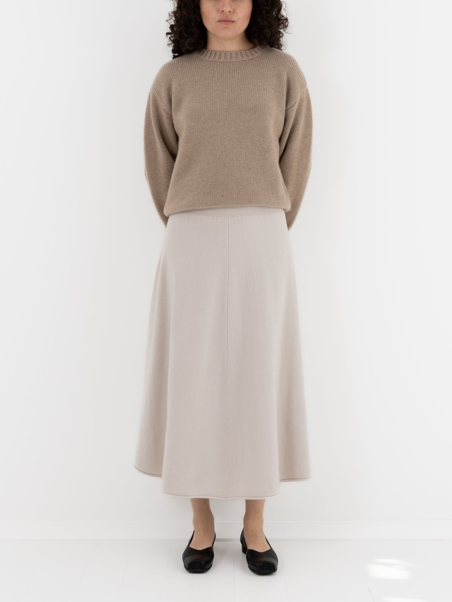 Extreme Cashmere n°388 Ease Skirt in Chalk - EXTREME CASHMERE at Worthwhile - shop SKIRT