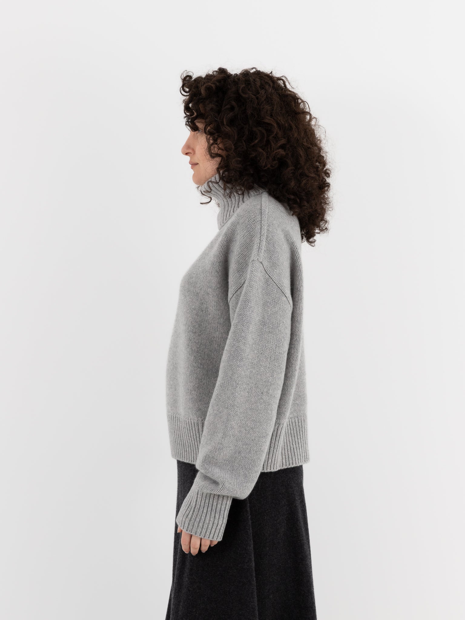 Extreme Cashmere n°434 Crop Xtra Turtleneck in Grey - EXTREME CASHMERE at Worthwhile - shop SWEATER