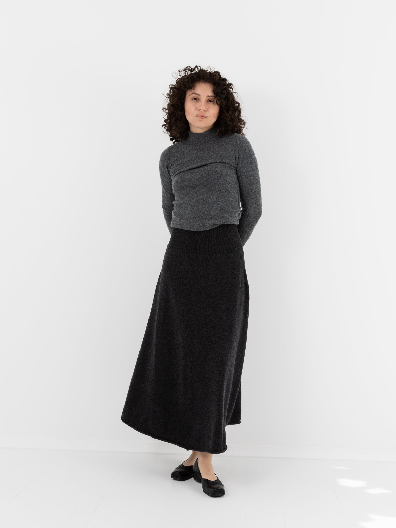 Extreme Cashmere n°388 Ease Skirt in Shadow - EXTREME CASHMERE at Worthwhile - shop SKIRT
