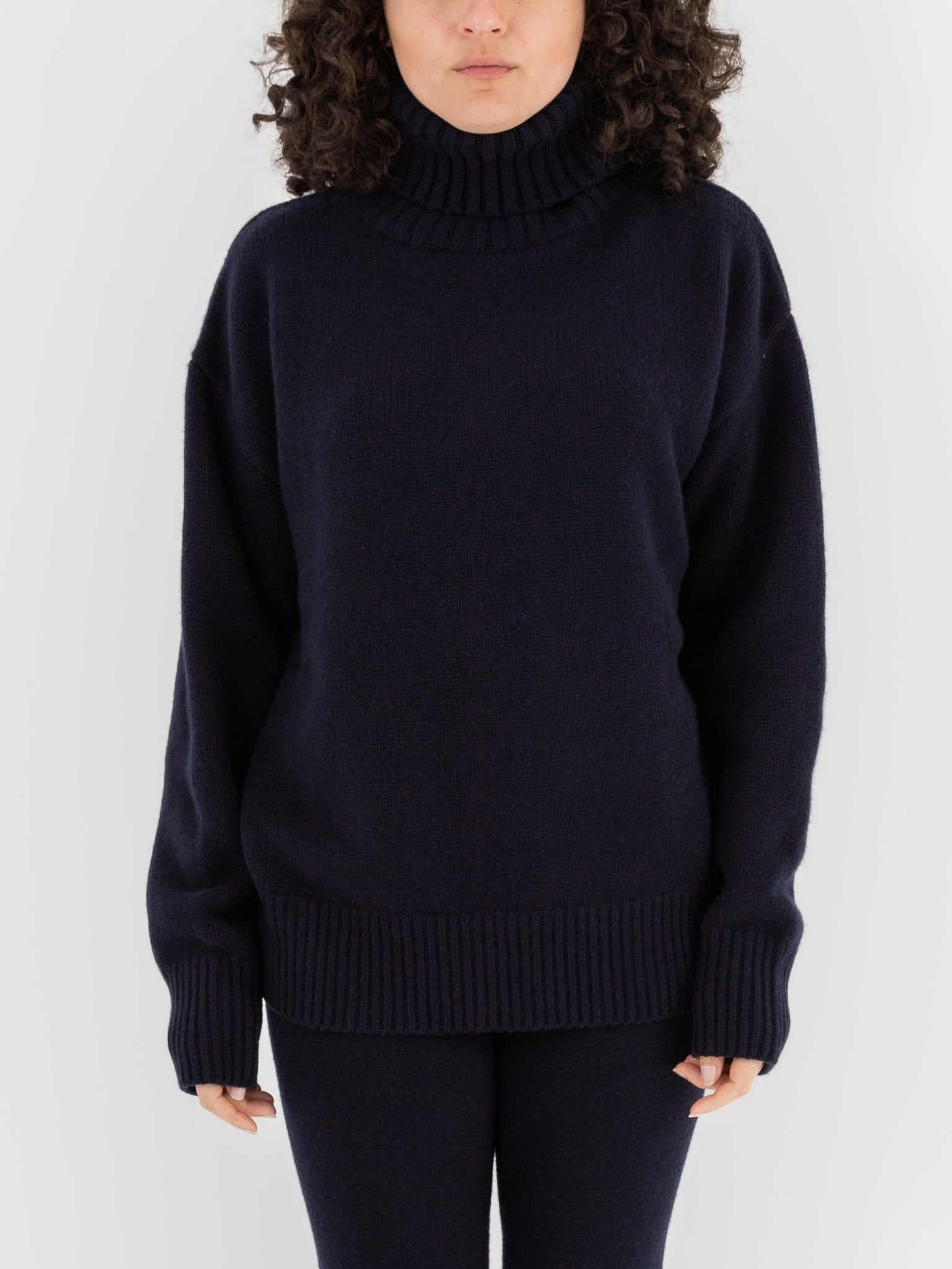 Extreme Cashmere n°20 Oversize Xtra Turtleneck in Navy - EXTREME CASHMERE at Worthwhile - shop SWEATER