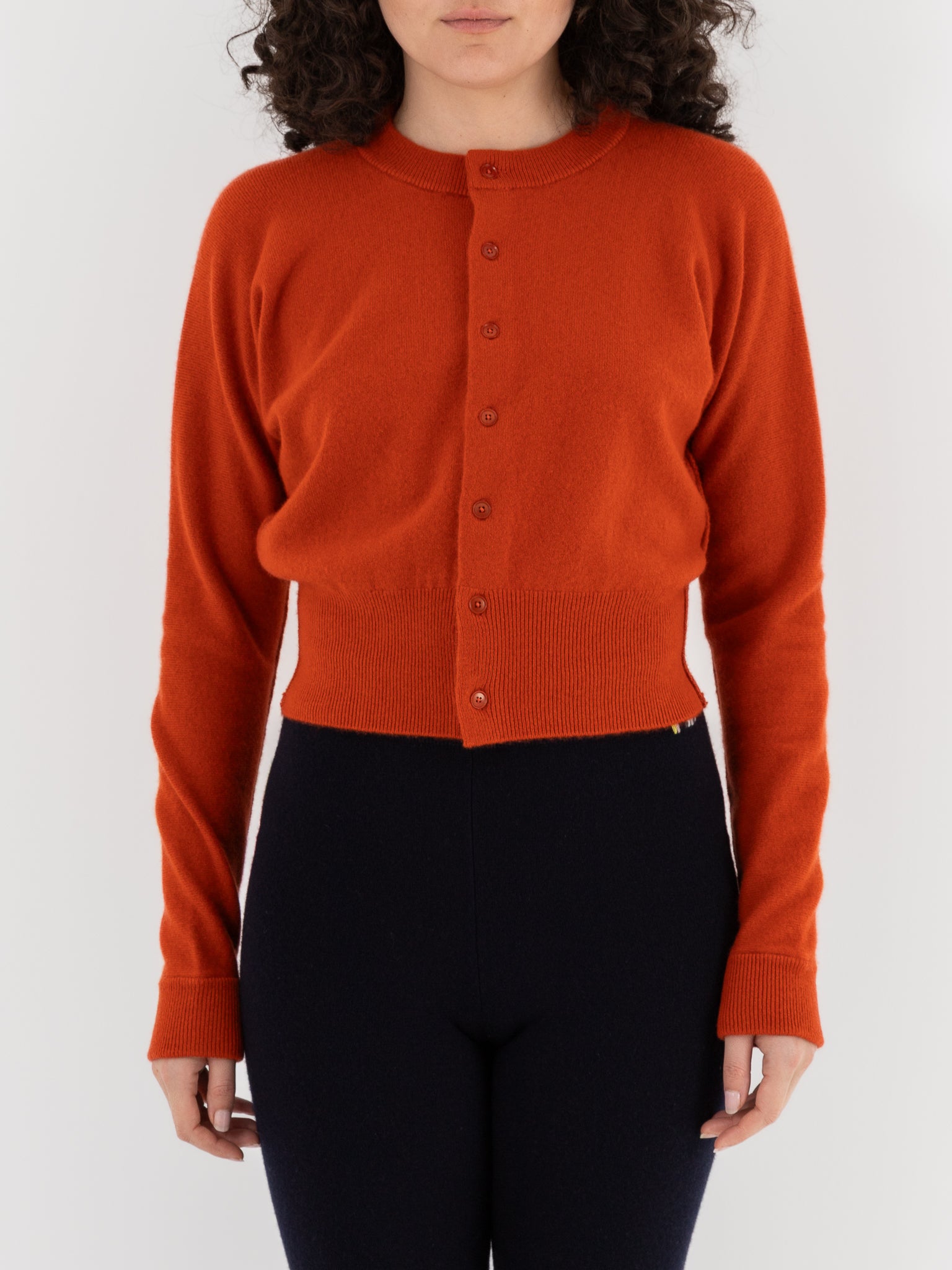 Extreme Cashmere n°257 Blouson Crop Cardigan in Dark Orange - EXTREME CASHMERE at Worthwhile - shop CARDIGAN