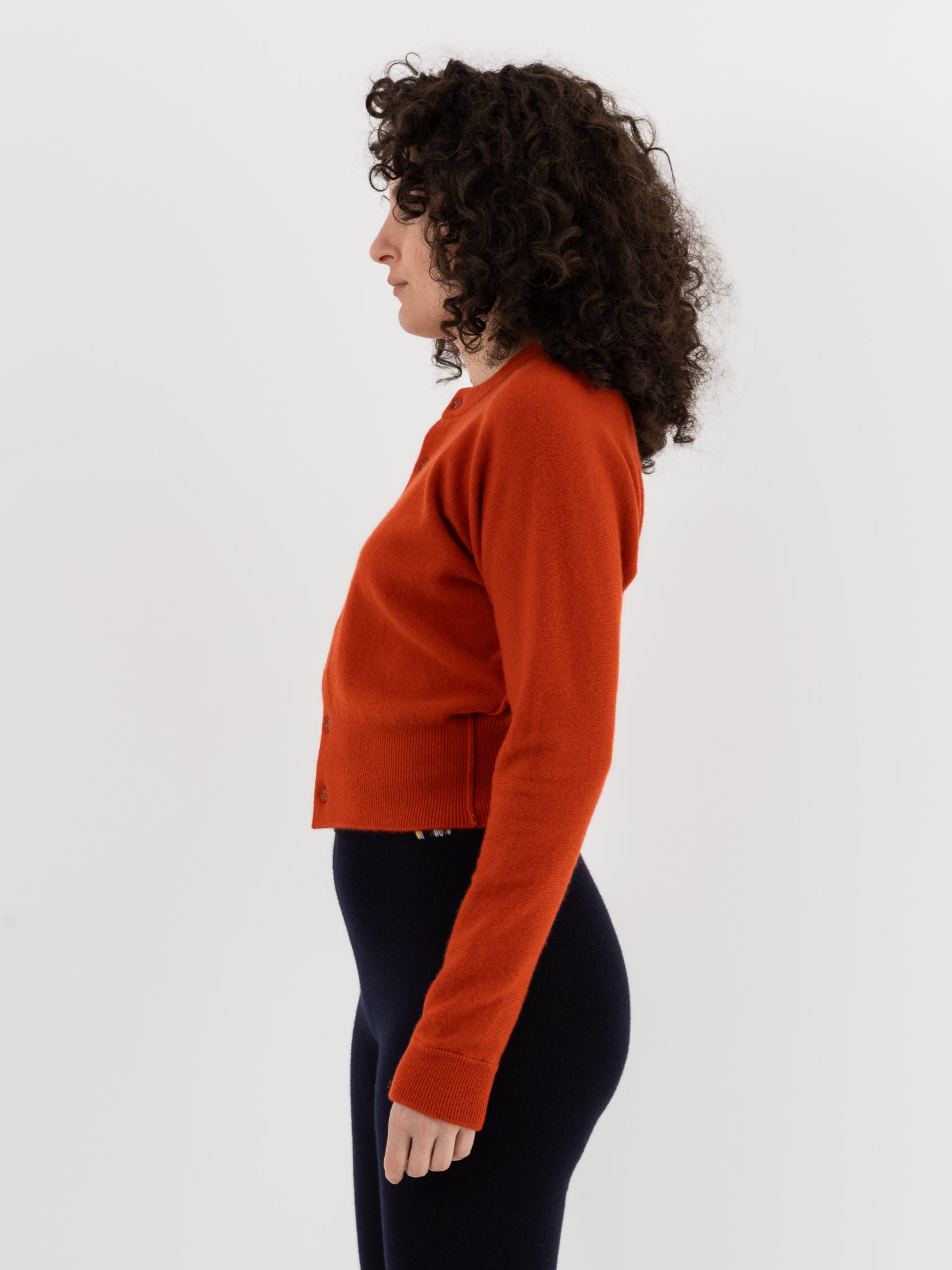 Extreme Cashmere n°257 Blouson Crop Cardigan in Dark Orange - EXTREME CASHMERE at Worthwhile - shop CARDIGAN