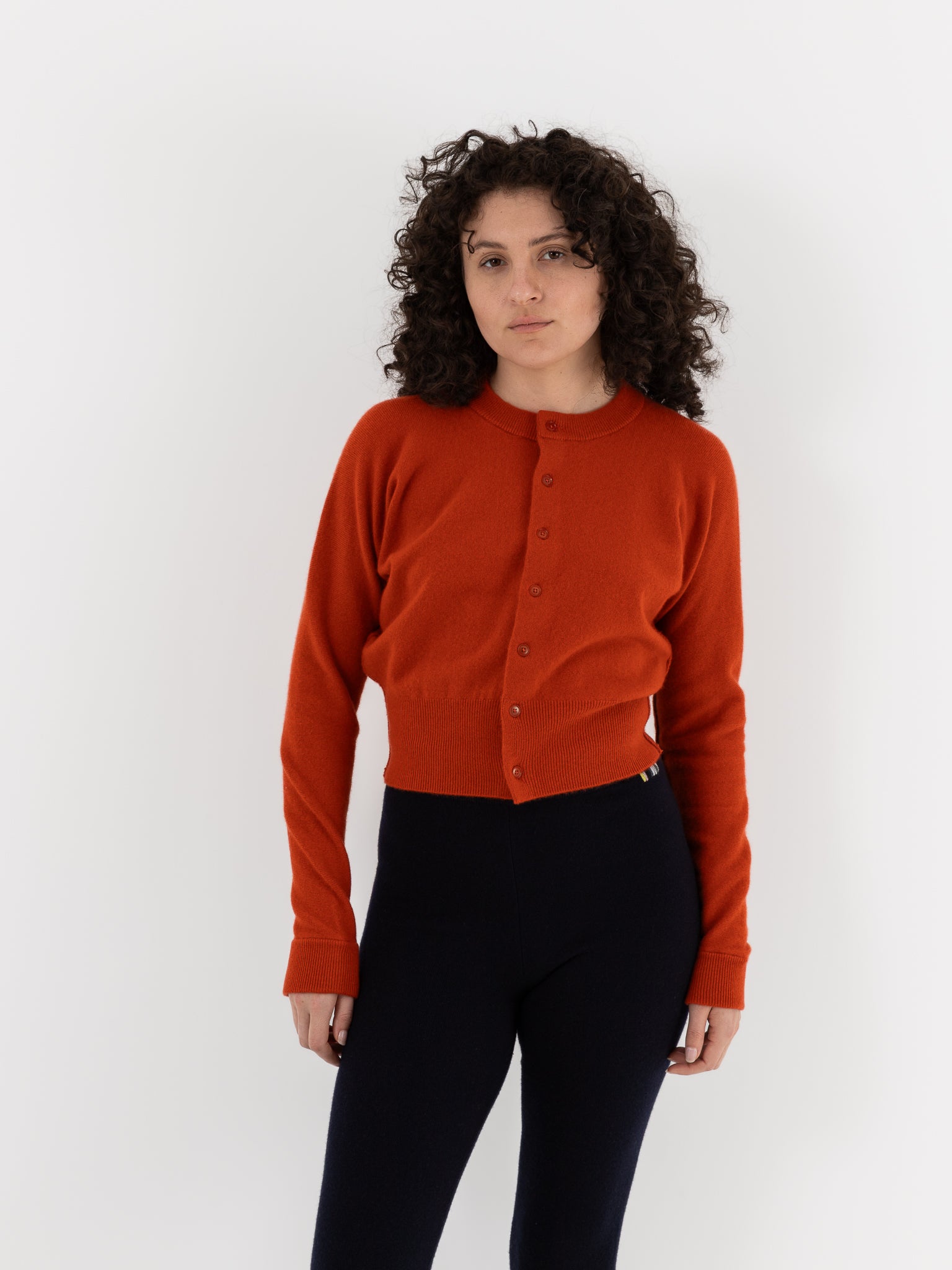 Extreme Cashmere n°257 Blouson Crop Cardigan in Dark Orange - EXTREME CASHMERE at Worthwhile - shop CARDIGAN