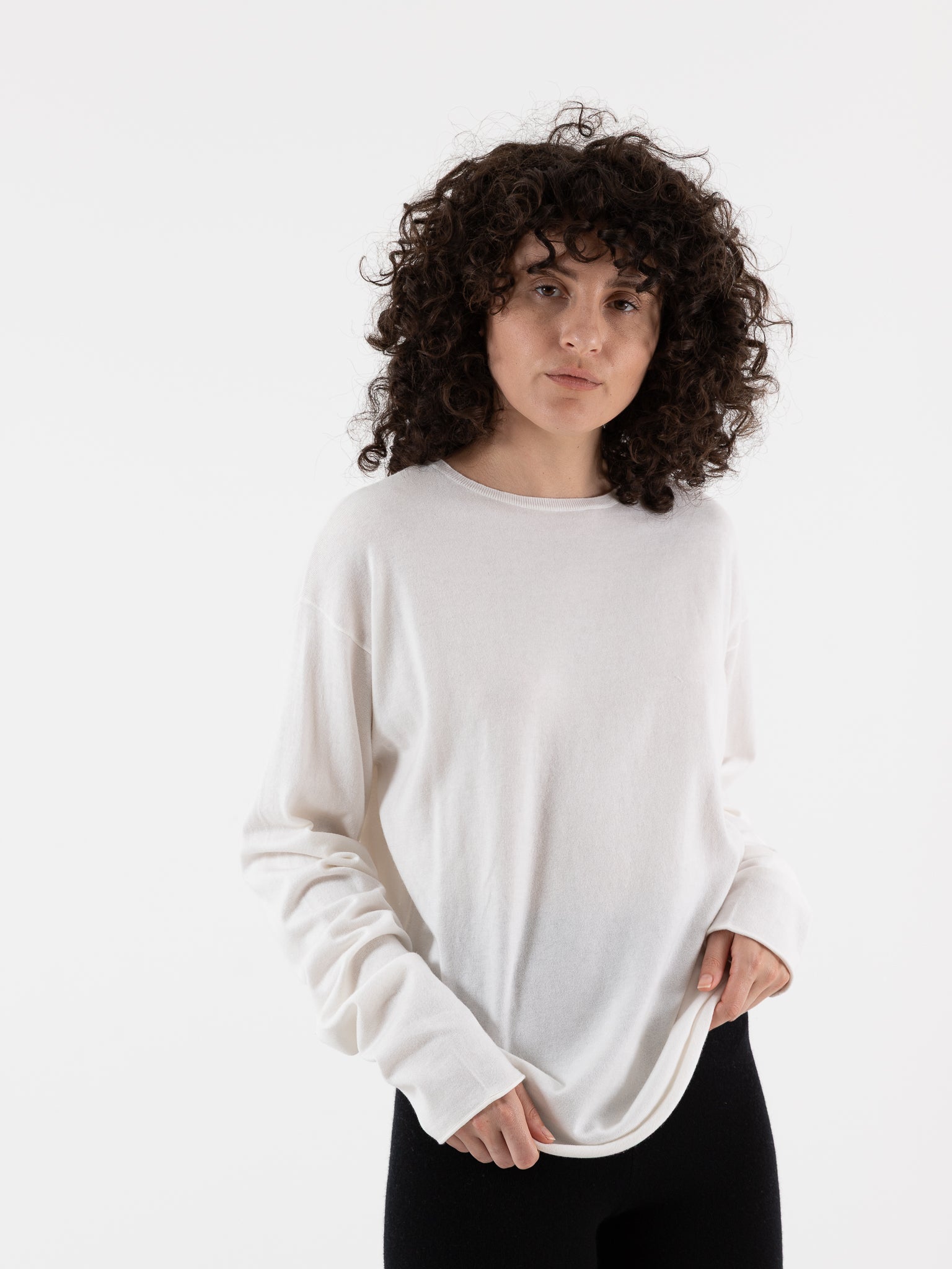 Extreme Cashmere n°347 Aries Sweater in Snow - EXTREME CASHMERE at Worthwhile
