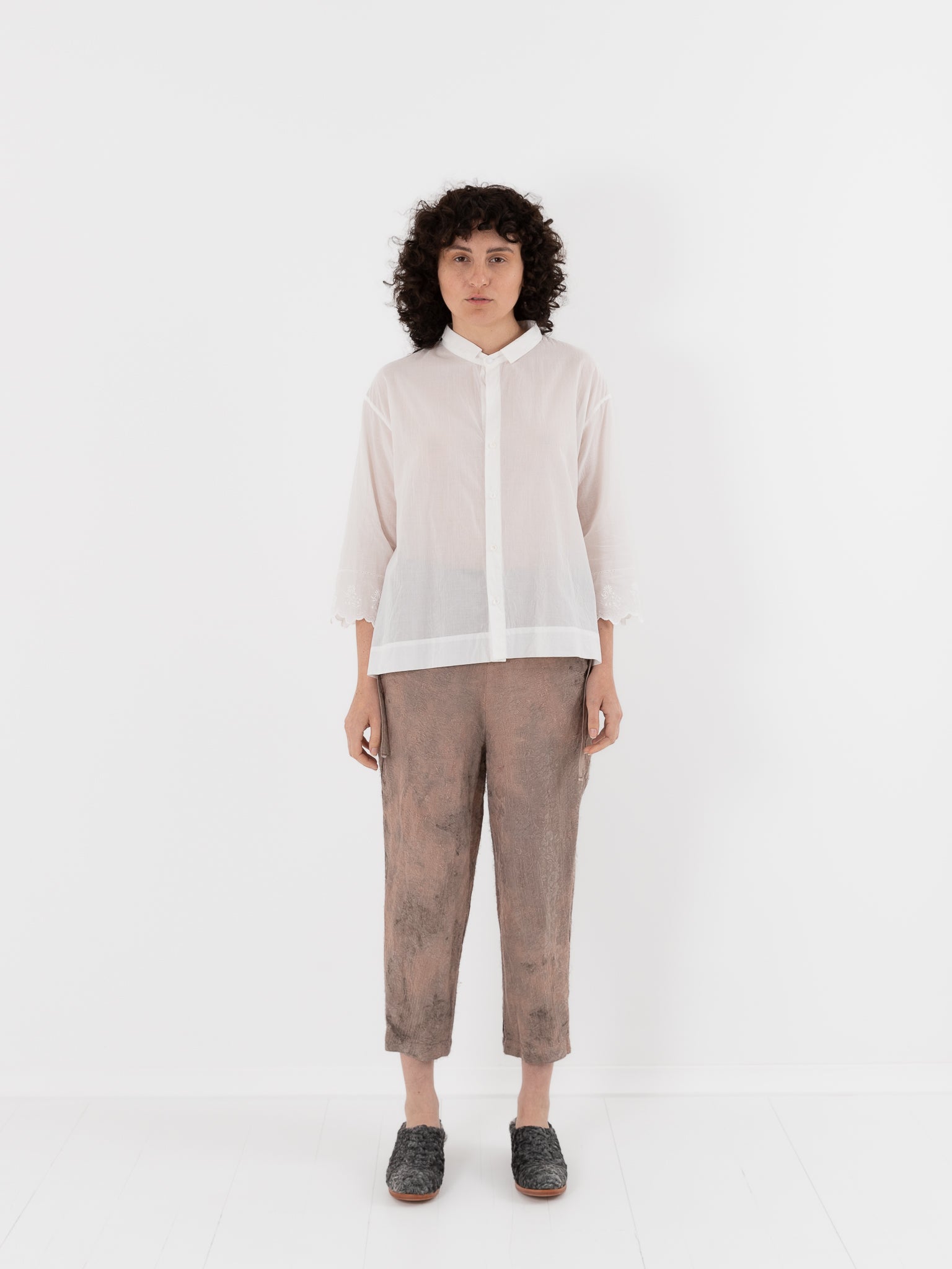 GASA Plant Printed Slim Pants in Terracotta Beige - GASA at Worthwhile - shop PANT