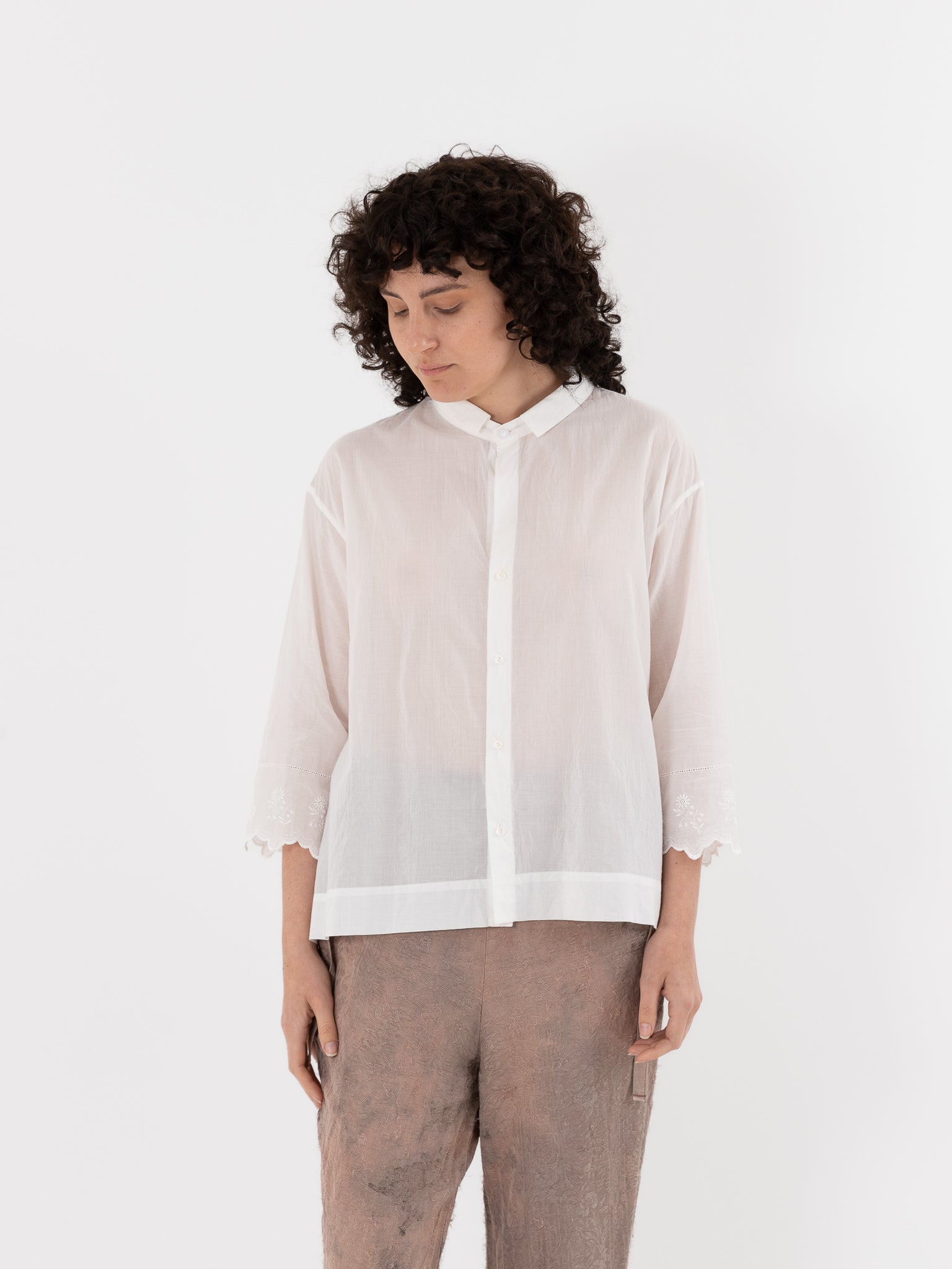 GASA Lace Sleeves Shirt in Off White - GASA at Worthwhile - shop TOP