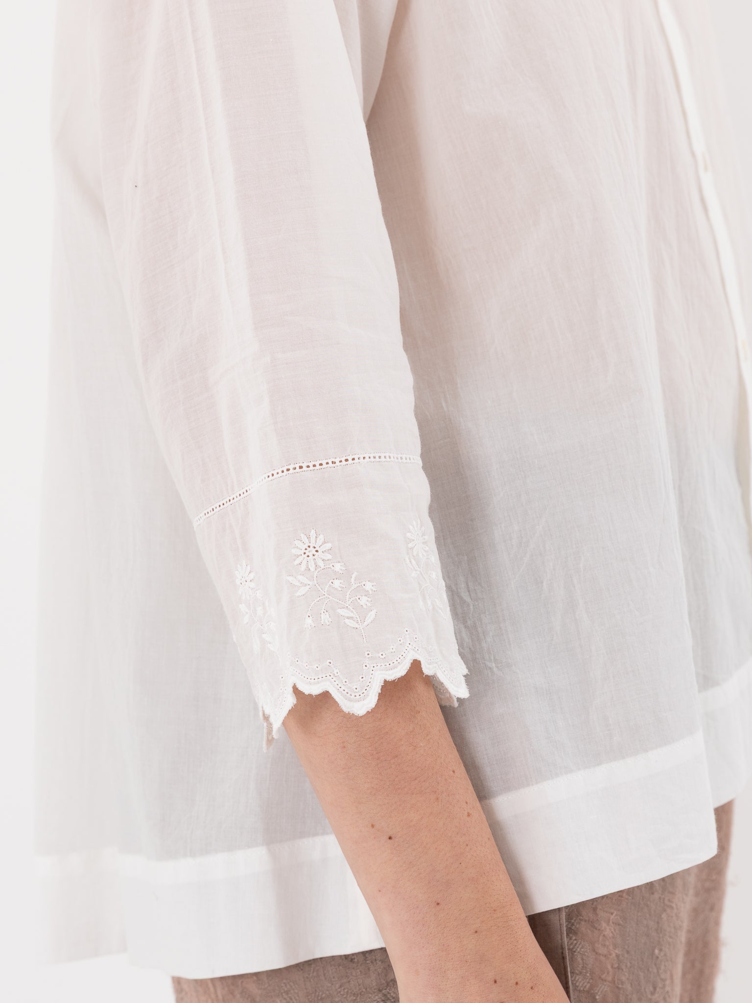 GASA Lace Sleeves Shirt in Off White - GASA at Worthwhile - shop TOP