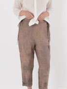 GASA Plant Printed Slim Pants in Terracotta Beige - GASA at Worthwhile - shop PANT