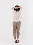 GASA Plant Printed Slim Pants in Terracotta Beige - GASA at Worthwhile - shop PANT