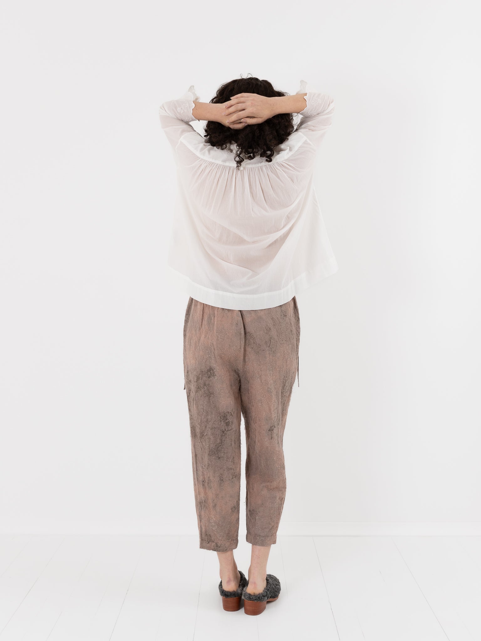 GASA Plant Printed Slim Pants in Terracotta Beige - GASA at Worthwhile - shop PANT