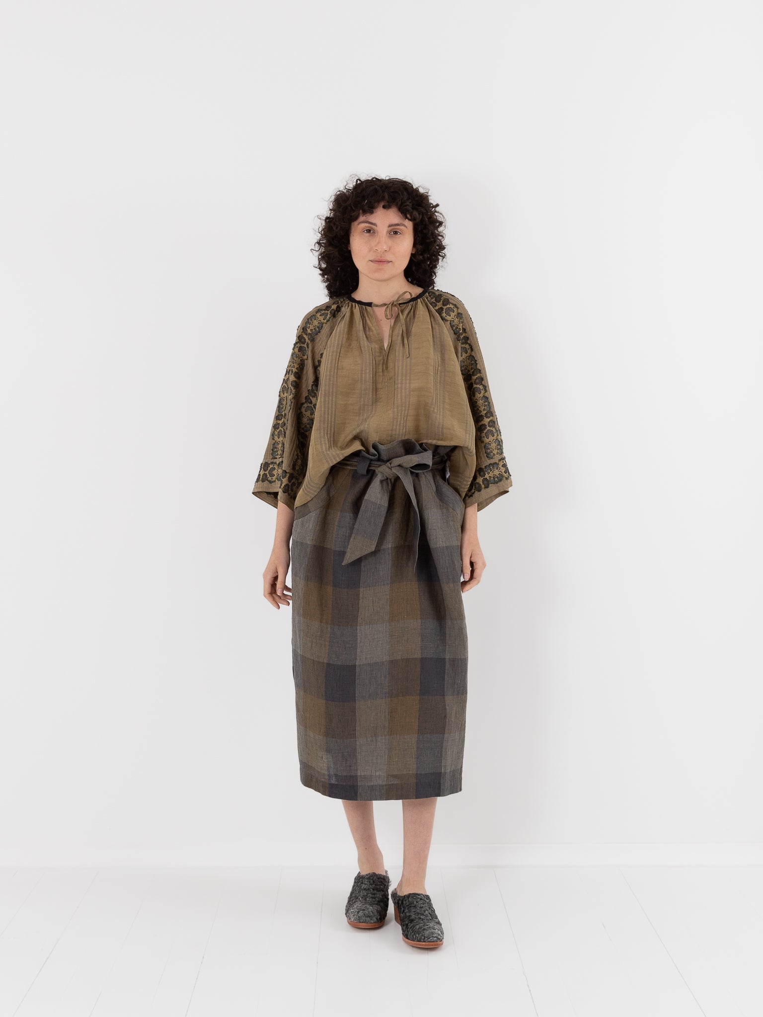 GASA Gathered Blouse in Burnt Ochre - GASA at Worthwhile - shop TOP