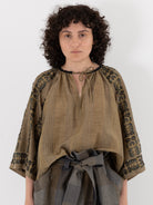 GASA Gathered Blouse in Burnt Ochre - GASA at Worthwhile - shop TOP