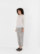 GASA Plant Printed Slim Pants in White Powder & Ink - GASA at Worthwhile - shop PANT
