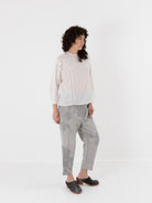 GASA Plant Printed Slim Pants in White Powder & Ink - GASA at Worthwhile - shop PANT