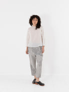GASA Plant Printed Slim Pants in White Powder & Ink - GASA at Worthwhile - shop PANT