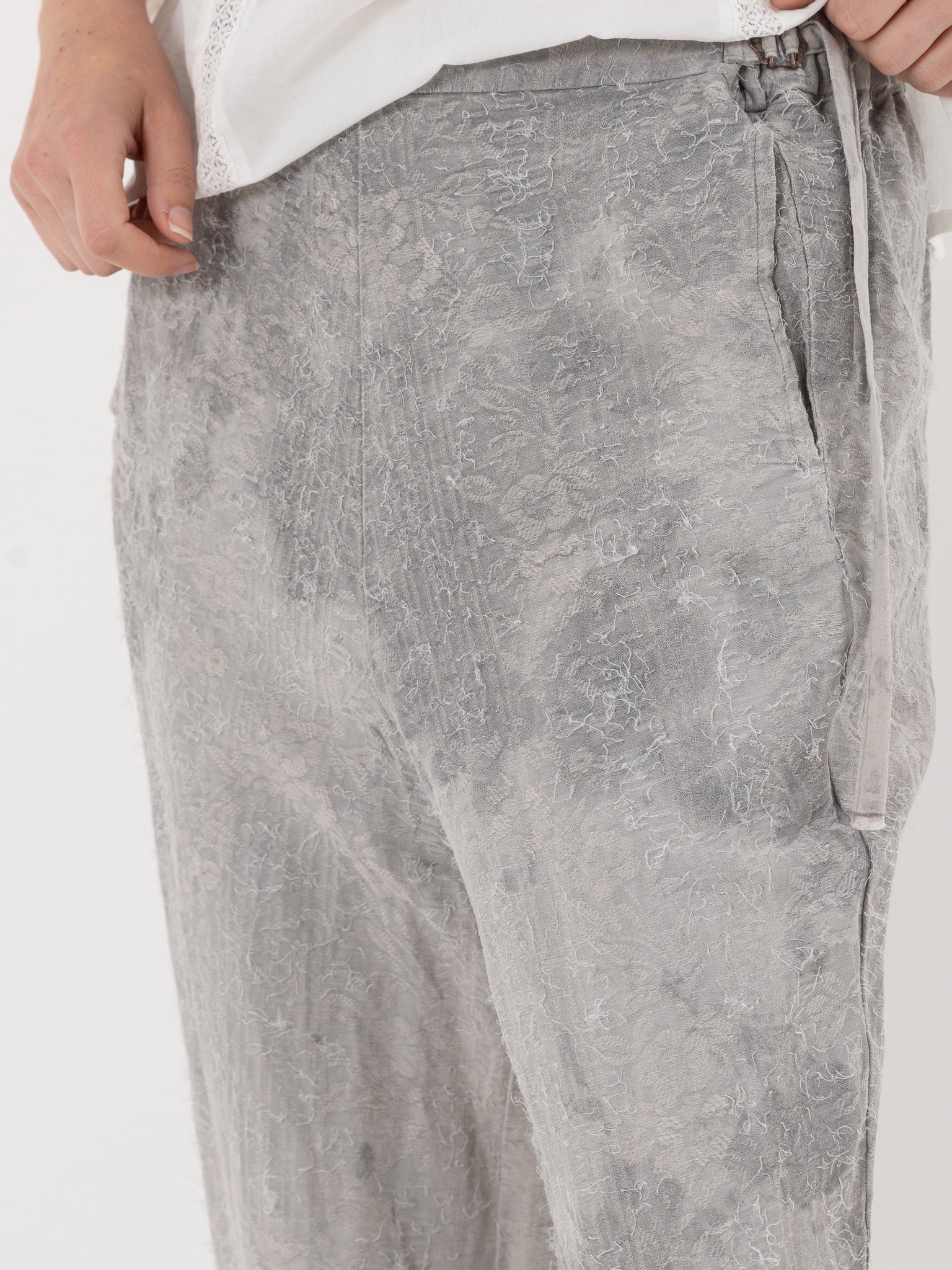 GASA Plant Printed Slim Pants in White Powder & Ink - GASA at Worthwhile - shop PANT