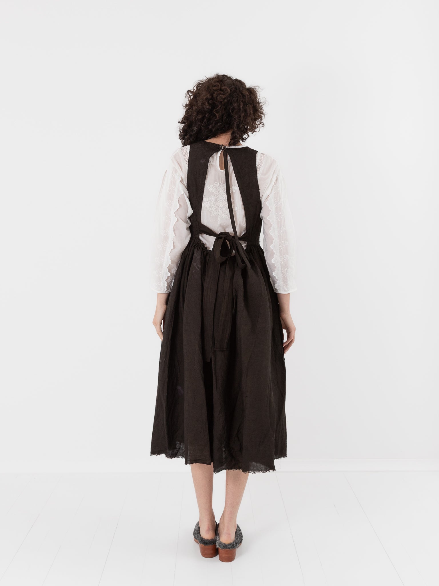 GASA Plant Embroidered Dress in Brown Black - GASA at Worthwhile - shop DRESS