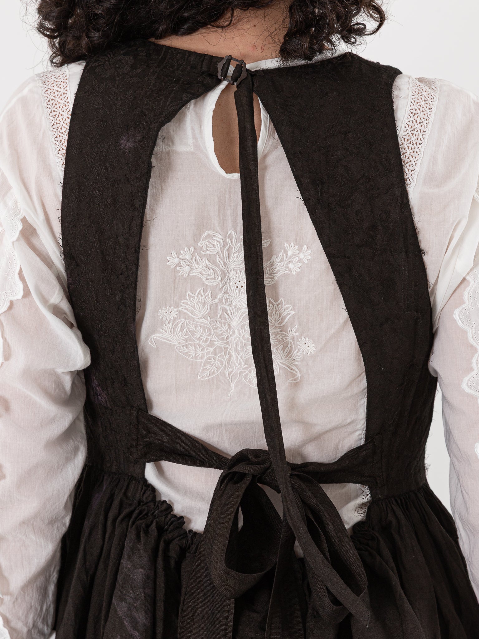 GASA Plant Embroidered Dress in Brown Black - GASA at Worthwhile - shop DRESS