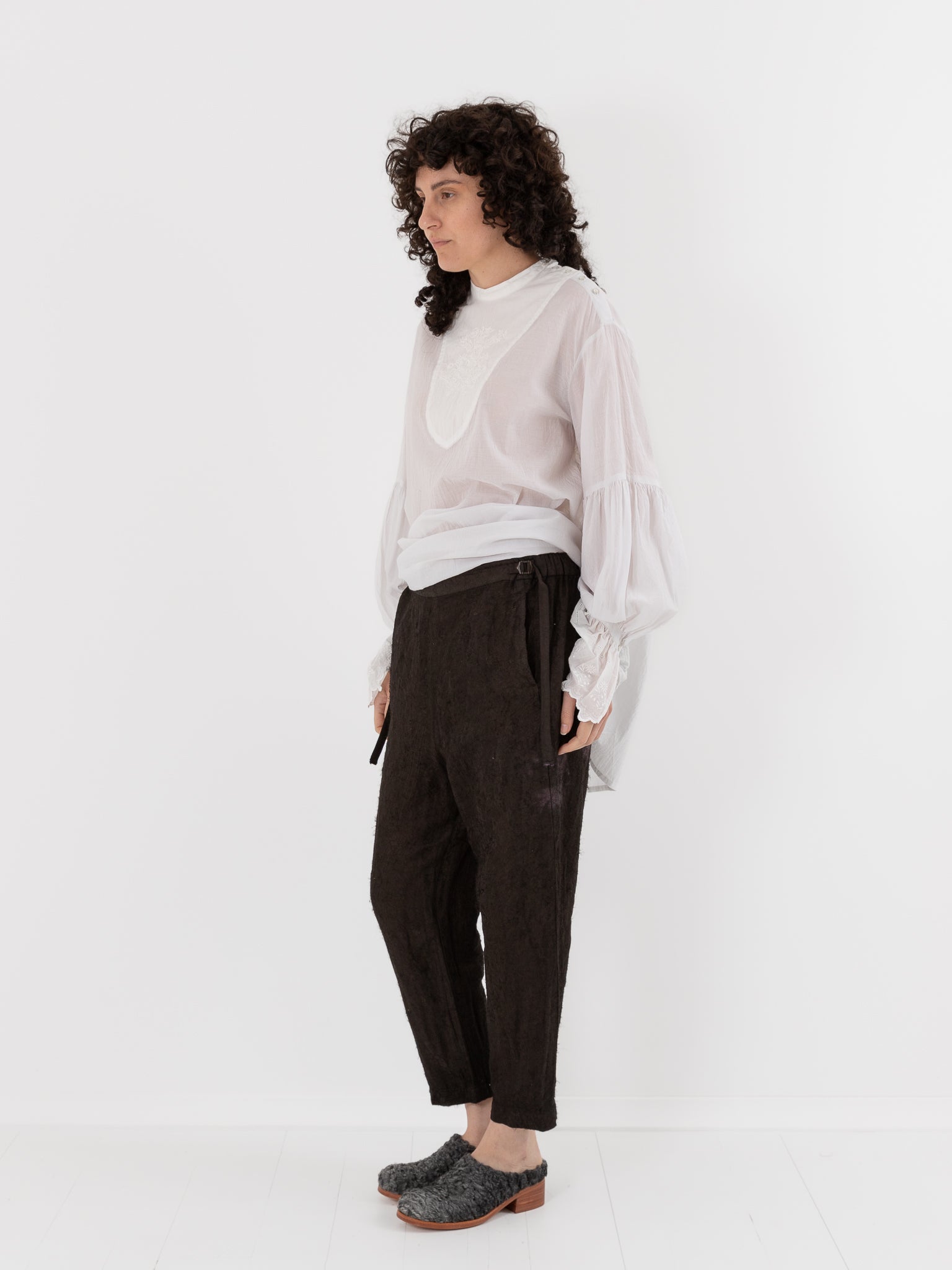 GASA Plant Printed Slim Pants in Brown Black - GASA at Worthwhile - shop PANT