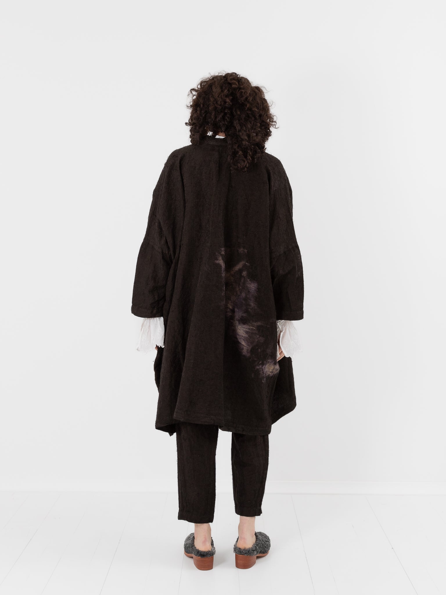 GASA Plant Embroidered Haori Jacket in Brown Black - GASA at Worthwhile - shop JACKET
