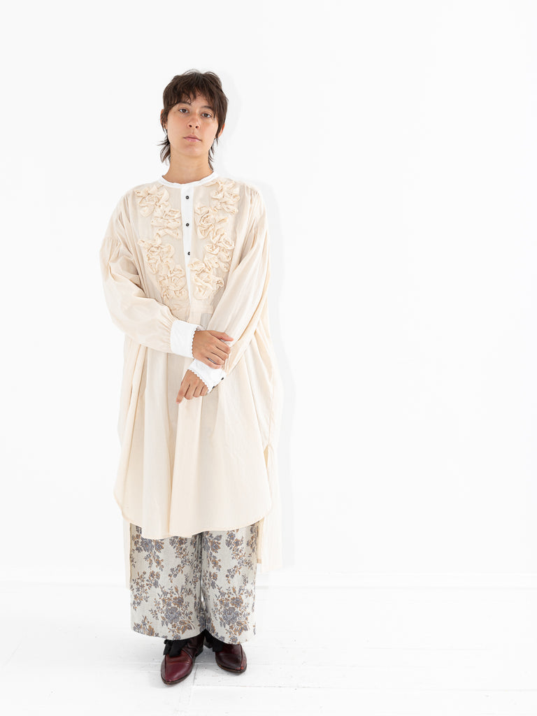 Gasa Embroidery Shirt Dress, Ecru/Off White - Worthwhile