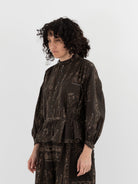 GASA Blouse in Dark Brown x Beige - GASA at Worthwhile - shop TOP