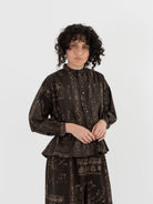 GASA Blouse in Dark Brown x Beige - GASA at Worthwhile - shop TOP