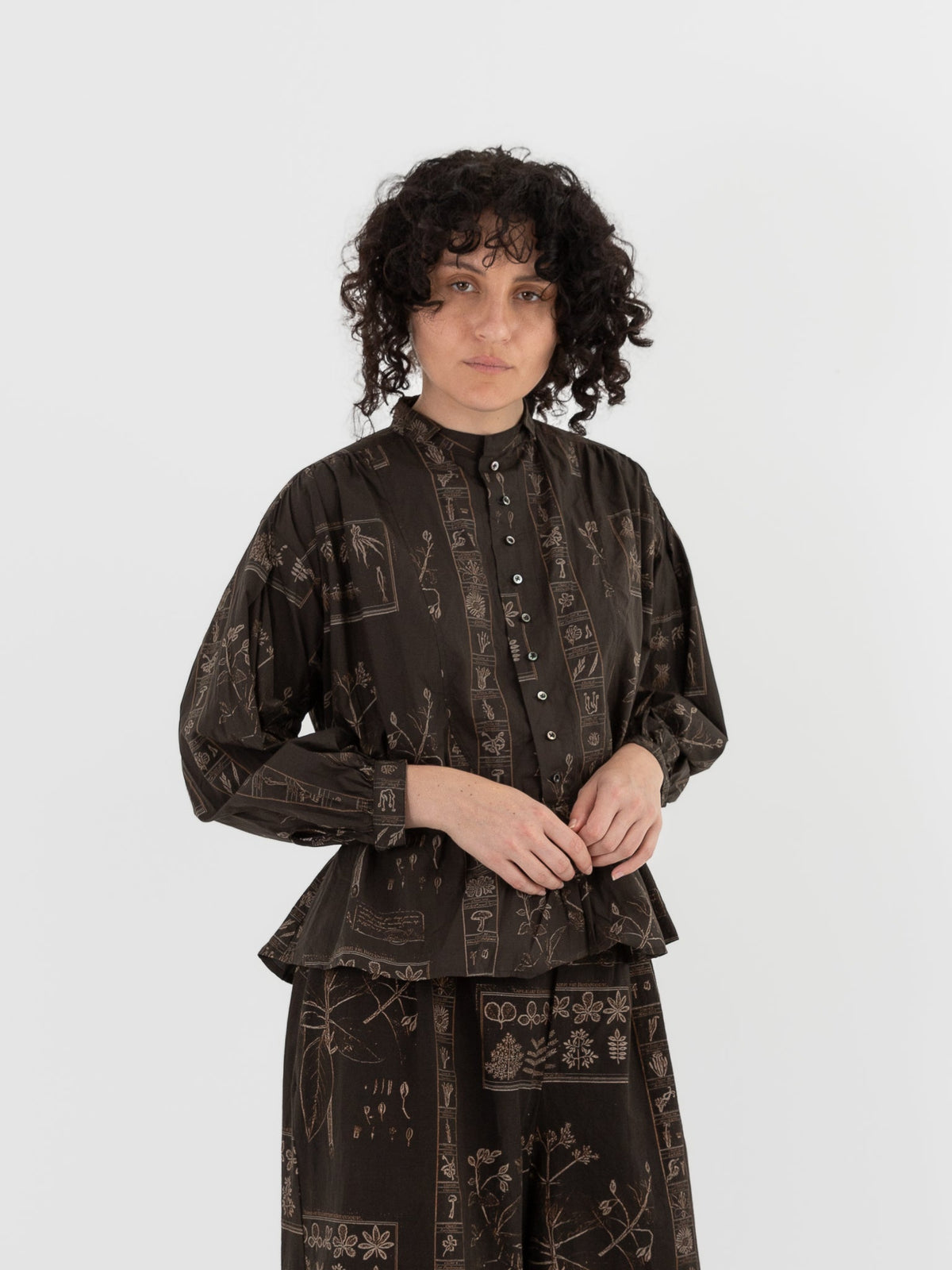 GASA Blouse in Dark Brown x Beige - GASA at Worthwhile - shop TOP