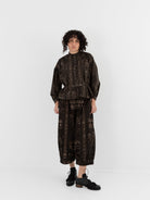 GASA Blouse in Dark Brown x Beige - GASA at Worthwhile - shop TOP