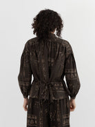 GASA Blouse in Dark Brown x Beige - GASA at Worthwhile - shop TOP
