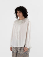 GASA Frill Shirt in White x Platinum - GASA at Worthwhile - shop TOP