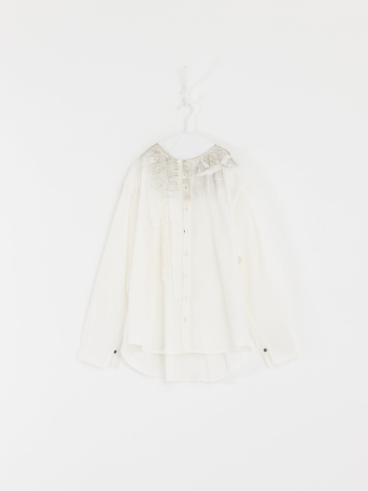 GASA Frill Shirt in White x Platinum - GASA at Worthwhile - shop TOP