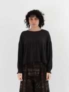 GASA Gathered Sleeve Sweater in Black - GASA at Worthwhile - shop TOP