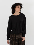 GASA Gathered Sleeve Sweater in Black - GASA at Worthwhile - shop TOP
