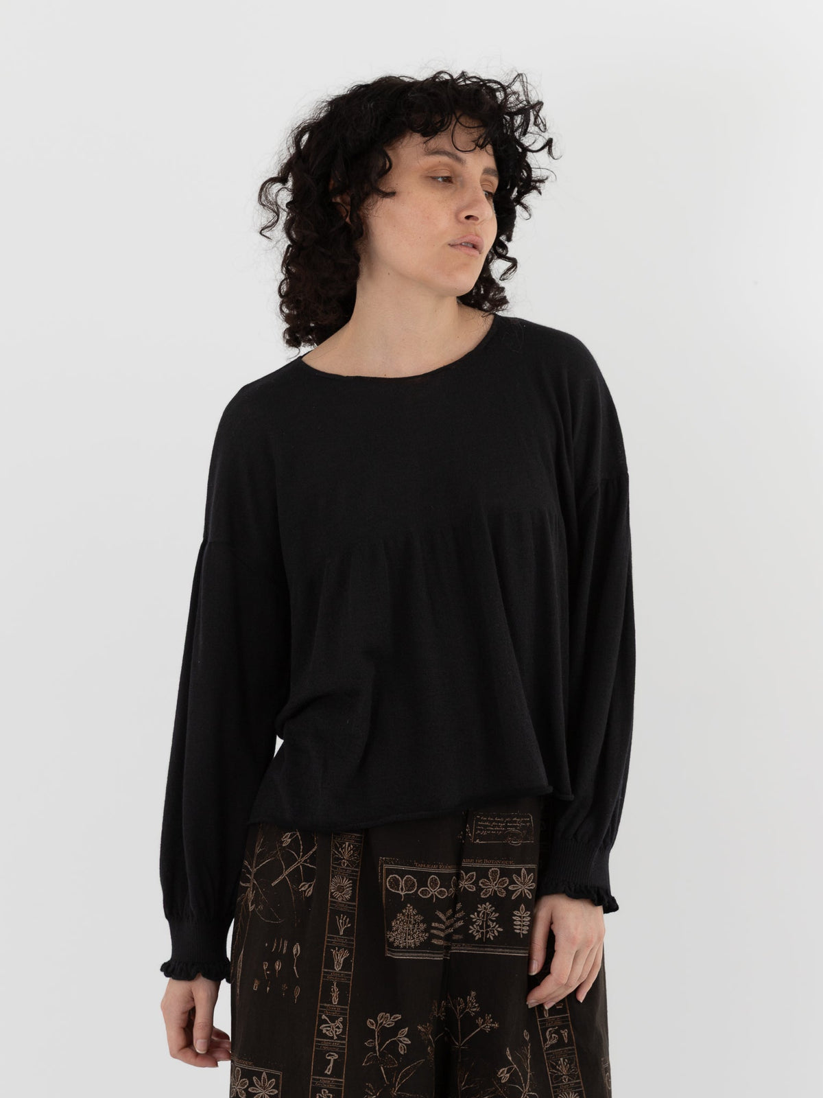 GASA Gathered Sleeve Sweater in Black - GASA at Worthwhile - shop TOP