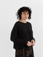 GASA Gathered Sleeve Sweater in Black - GASA at Worthwhile - shop TOP