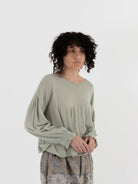 GASA Gathered Sleeve Sweater in Pale Green - GASA at Worthwhile - shop TOP