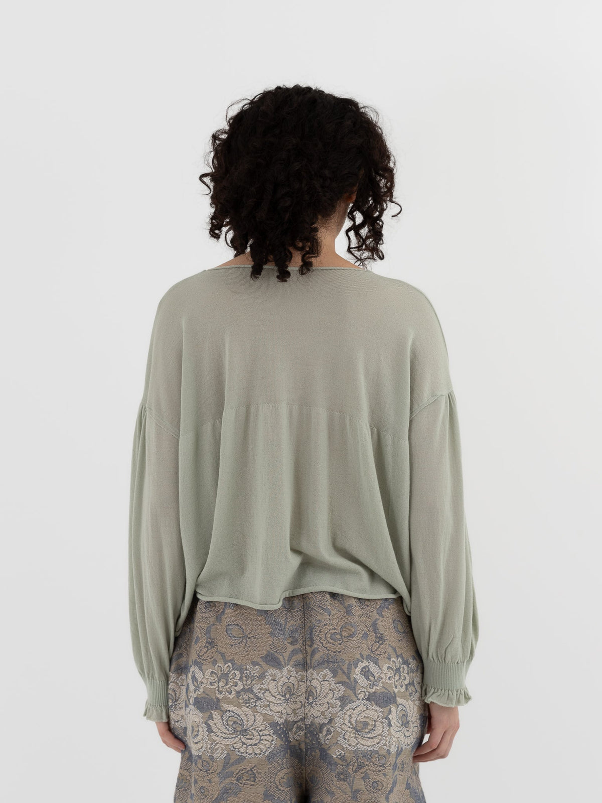 GASA Gathered Sleeve Sweater in Pale Green - GASA at Worthwhile - shop TOP