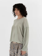 GASA Gathered Sleeve Sweater in Pale Green - GASA at Worthwhile - shop TOP
