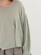 GASA Gathered Sleeve Sweater in Pale Green - GASA at Worthwhile - shop TOP