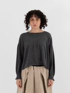 GASA Gathered Sleeve Sweater in Top Gray - GASA at Worthwhile - shop TOP