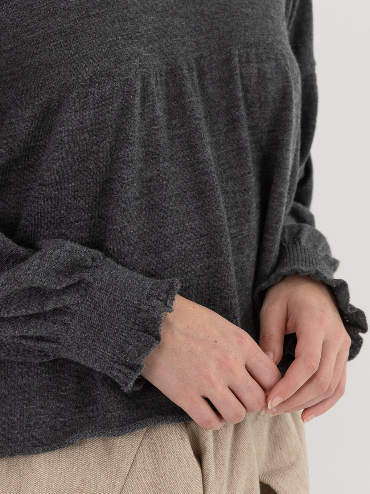 GASA Gathered Sleeve Sweater in Top Gray - GASA at Worthwhile - shop TOP