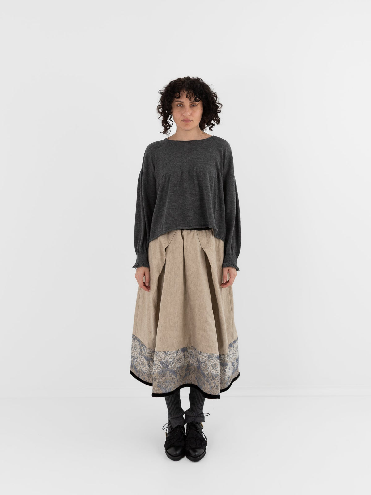 GASA Gathered Sleeve Sweater in Top Gray - GASA at Worthwhile - shop TOP