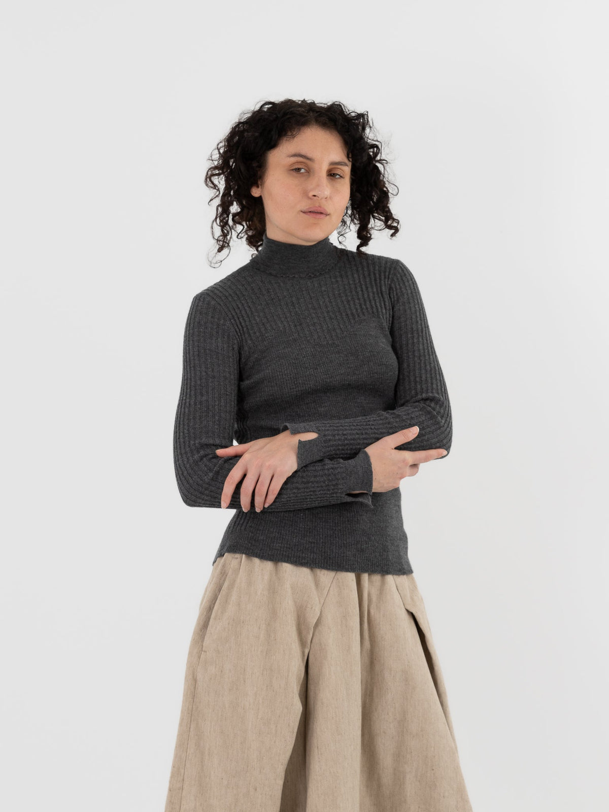 GASA Knit Turtleneck Sweater in Top Gray - GASA at Worthwhile - shop TOP